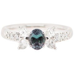 0.54 Carat Alexandrite and Diamond Engagement Ring Set in Platinum