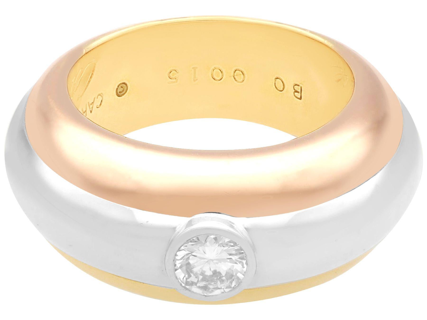 Cartier Diamant und 18k Tri-Color Gold Solitär Ring im Zustand „Hervorragend“ im Angebot in Jesmond, Newcastle Upon Tyne