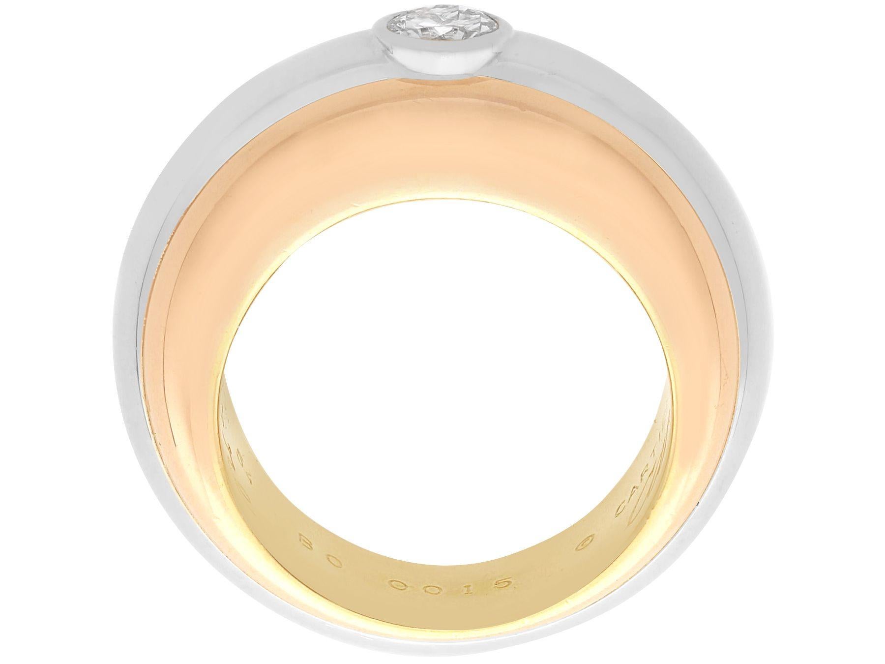 Cartier Diamant und 18k Tri-Color Gold Solitär Ring im Angebot 1