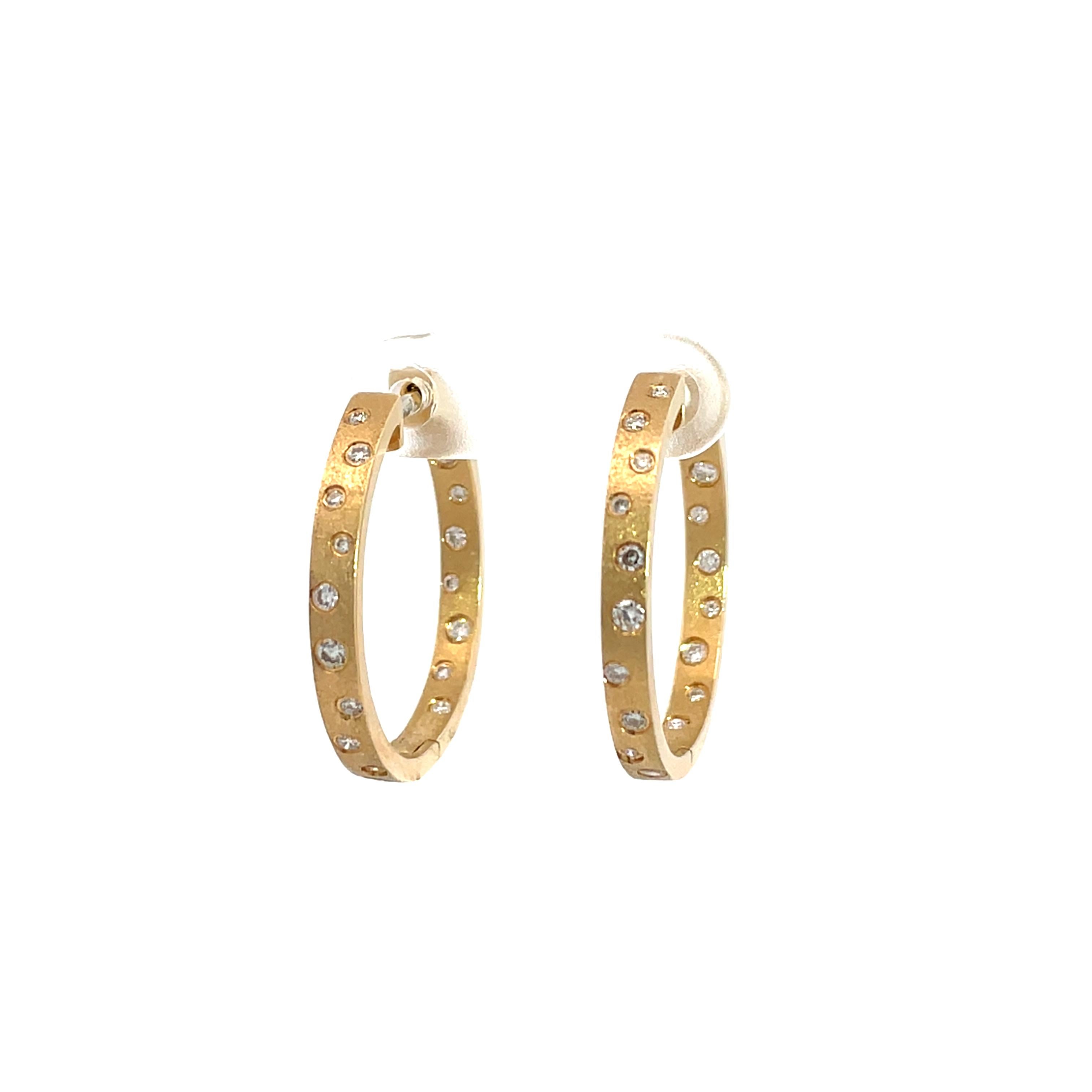 0,54 Karat Diamant Einbau-Ohrringe aus Gelbgold mit Kreis-Creolen im Angebot 2