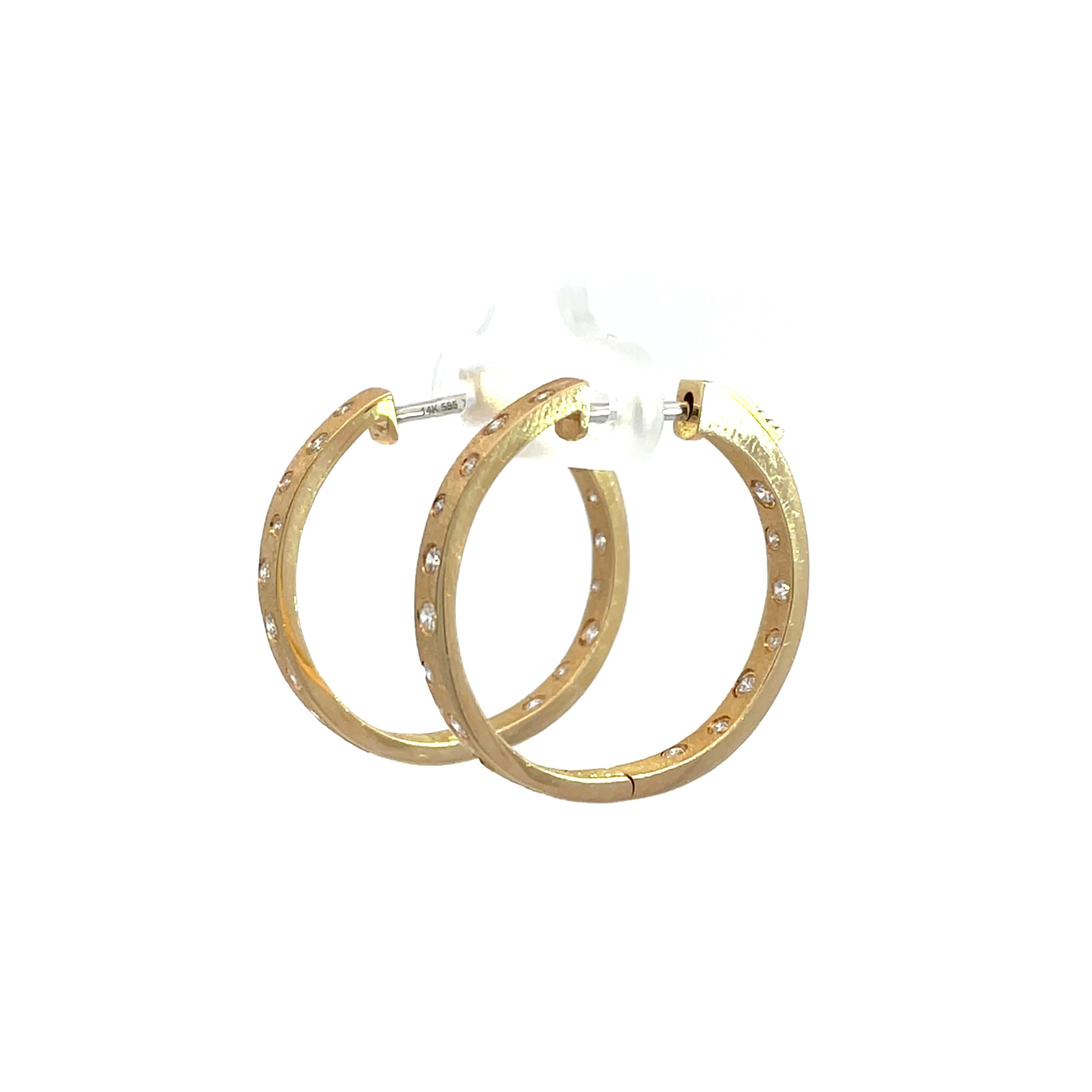 0,54 Karat Diamant Einbau-Ohrringe aus Gelbgold mit Kreis-Creolen im Angebot 4