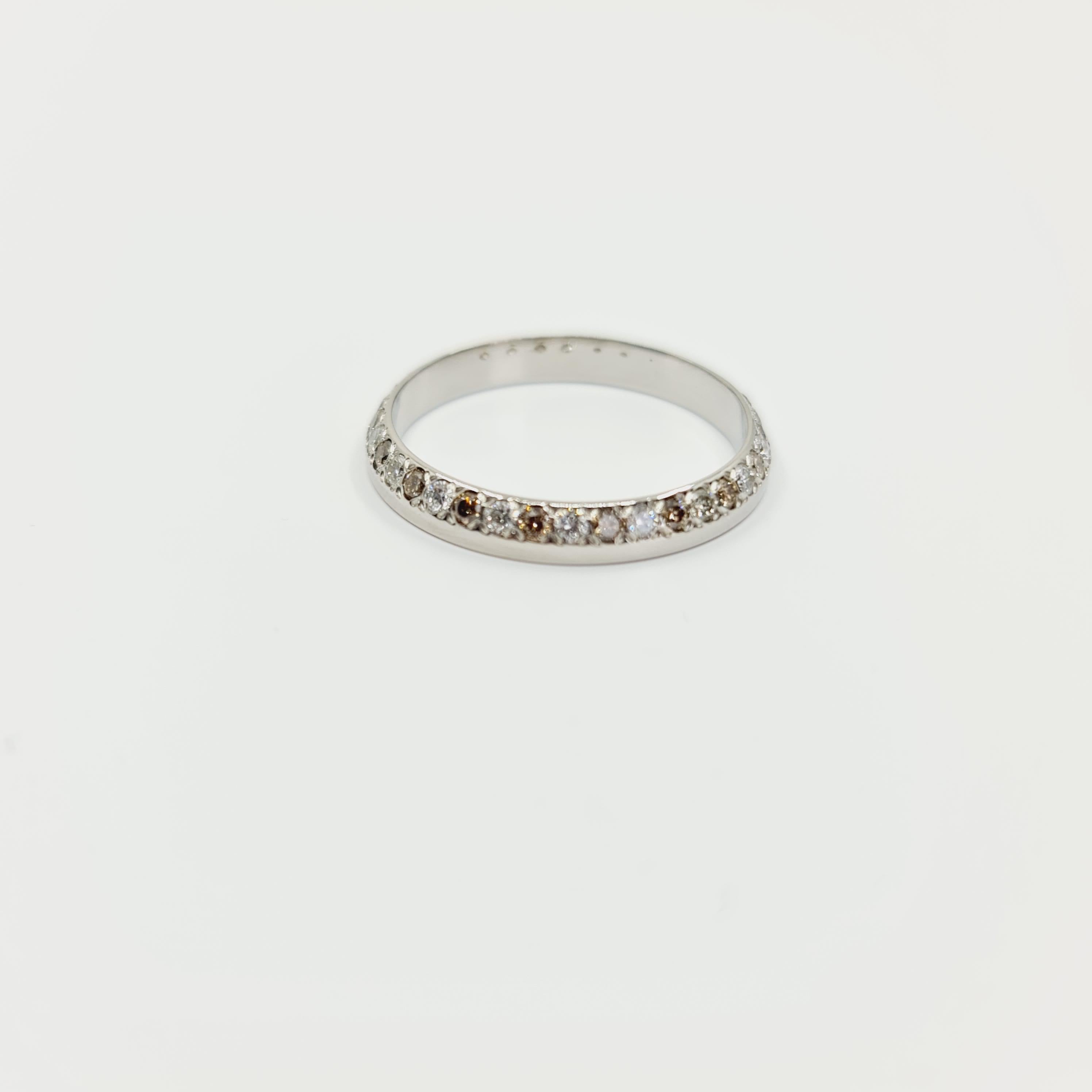 Women's 0.54 Carat Diamond Ring G/SI1, Cognac/SI, Palladium 950, Brilliant Cut For Sale