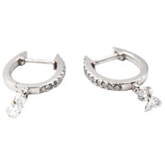 Boucles d'oreilles en goutte en or blanc 18 carats avec diamants teintés 0,54 carat