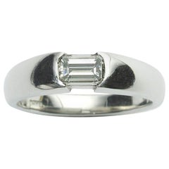 0.54 Carat Emerald-Cut Diamond Platinum Ring
