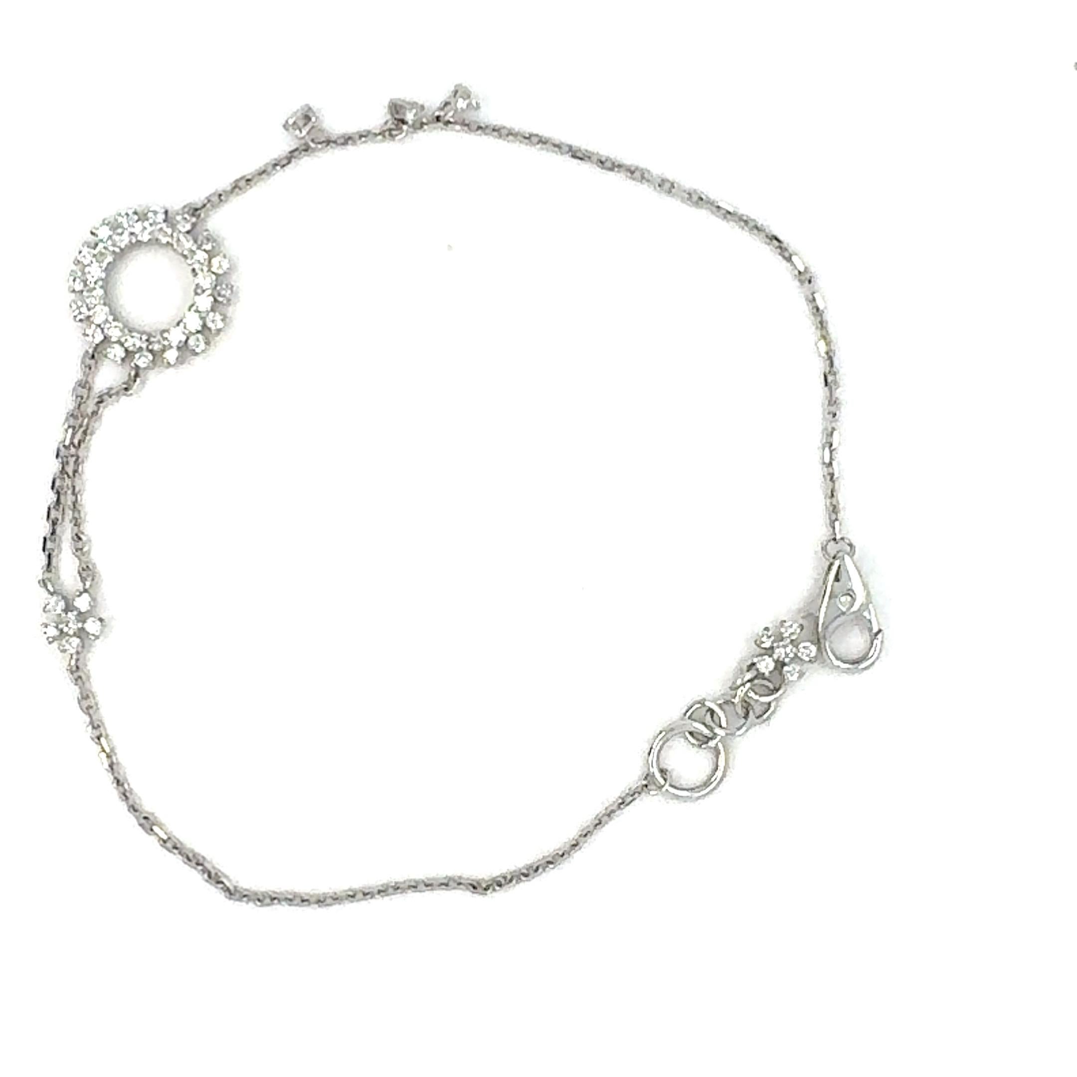 0,54 Karat  Natürliches Diamantarmband mit Rundschliff 14 Karat Weißgold (Moderne) im Angebot