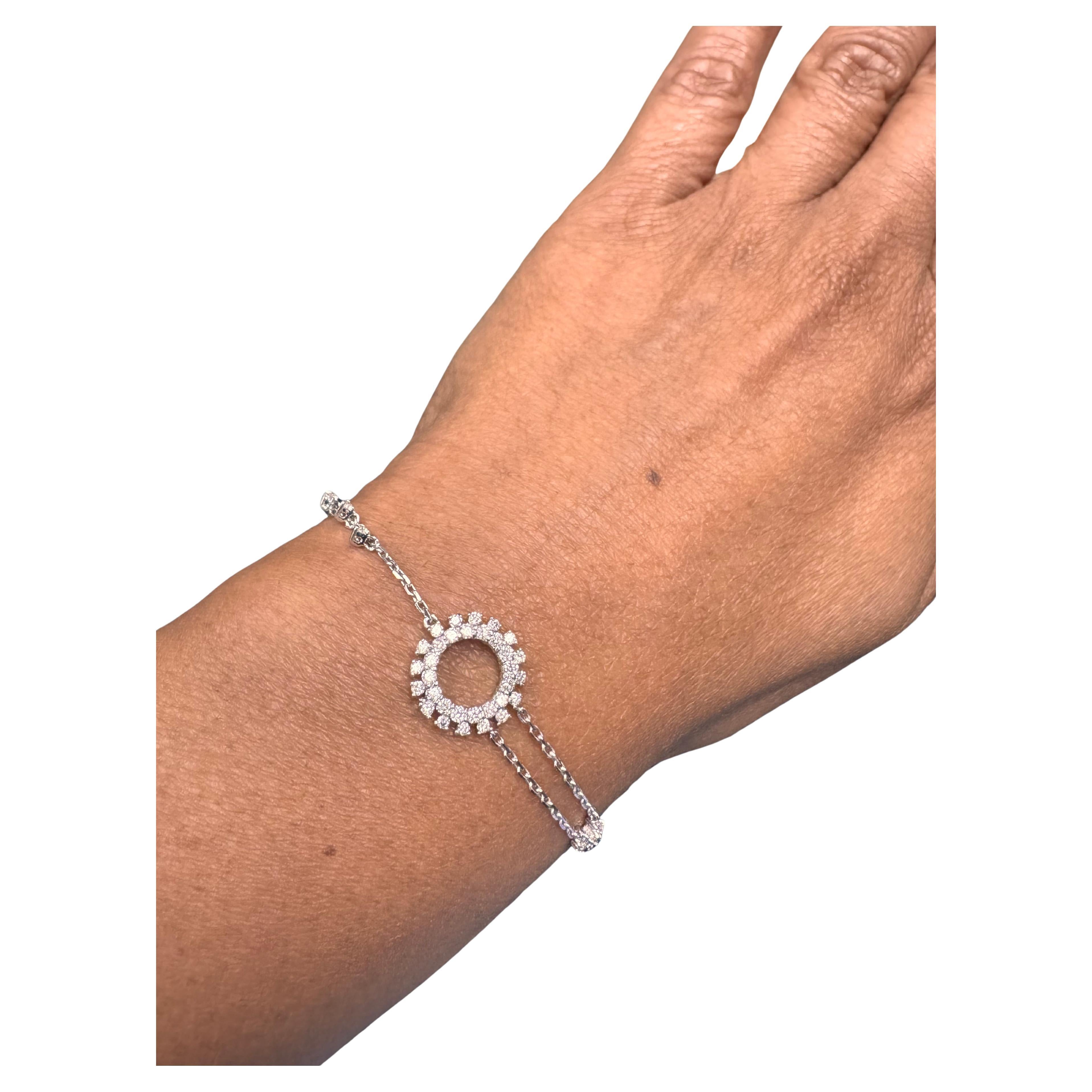 0,54 Karat  Natürliches Diamantarmband mit Rundschliff 14 Karat Weißgold Damen im Angebot
