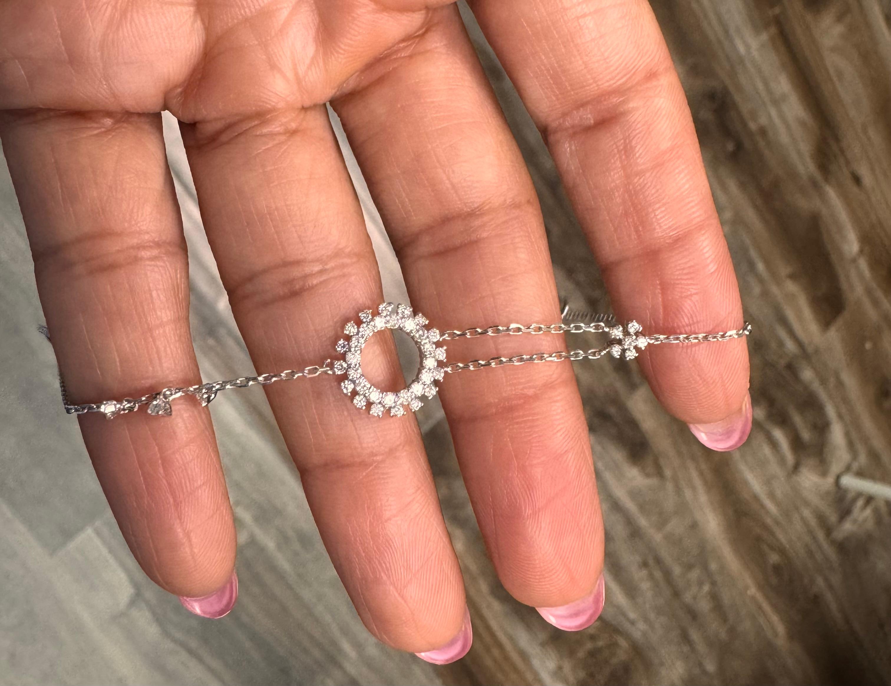 0,54 Karat  Natürliches Diamantarmband mit Rundschliff 14 Karat Weißgold im Angebot 4