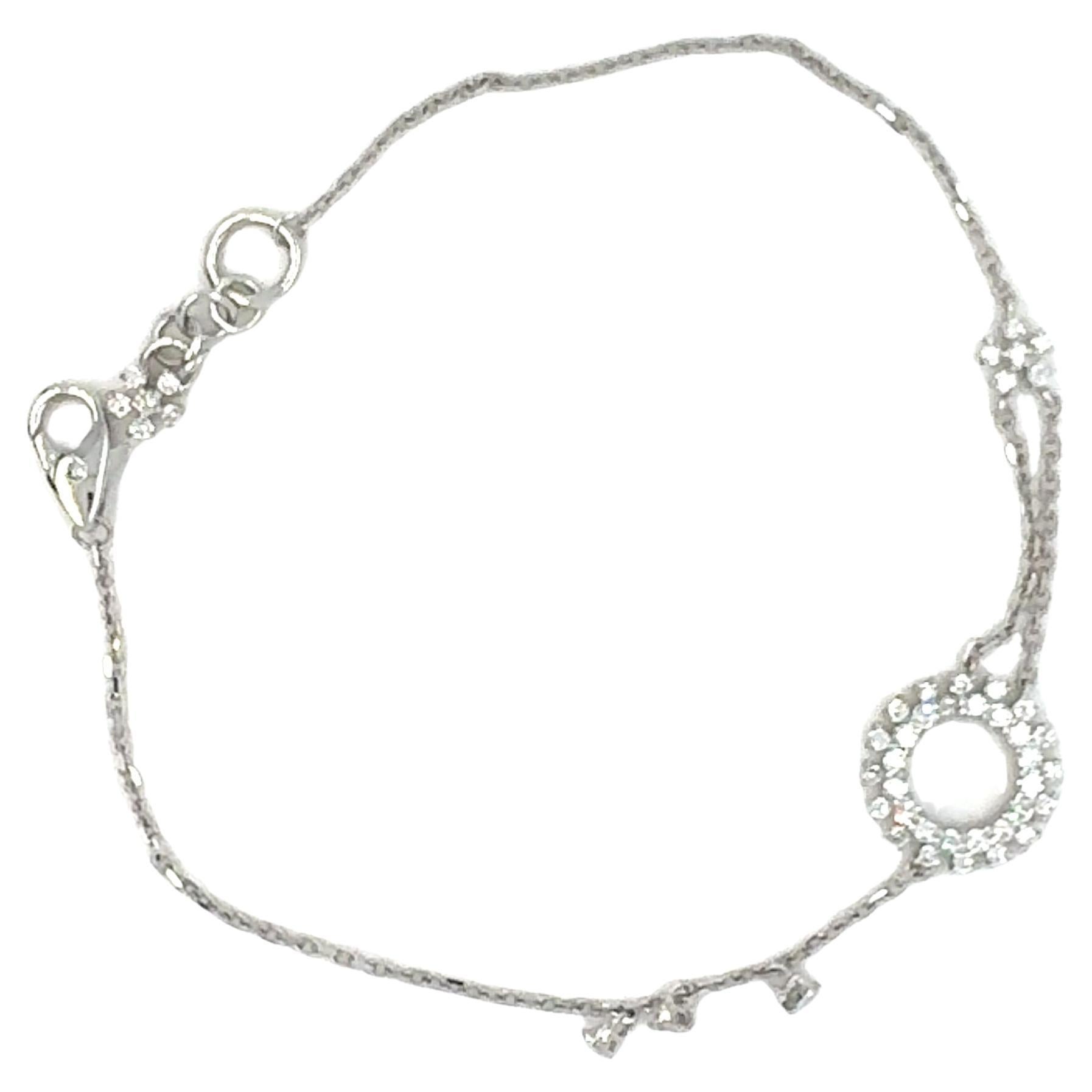 0,54 Karat  Natürliches Diamantarmband mit Rundschliff 14 Karat Weißgold im Angebot