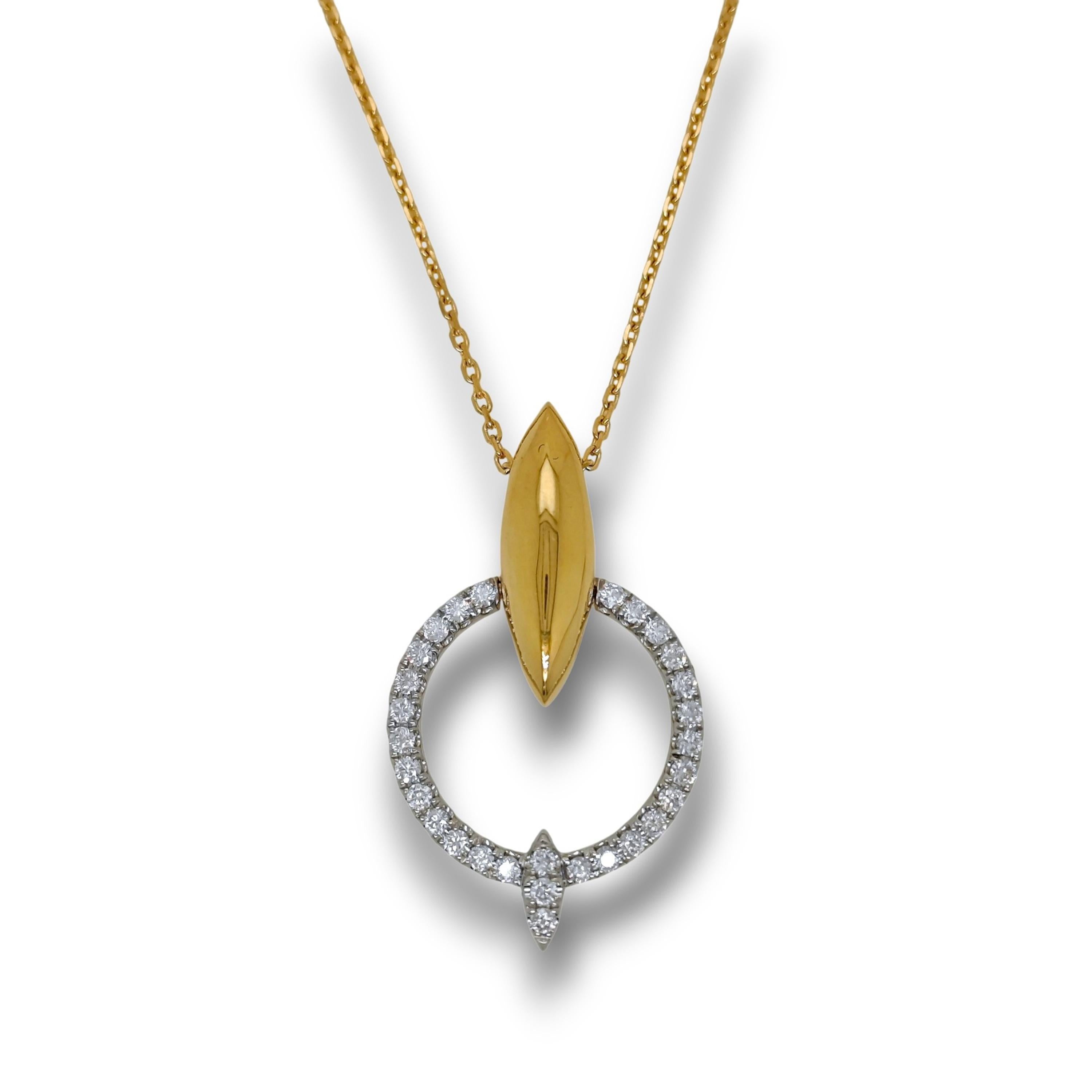 Collier en or jaune et blanc avec diamants ronds de 0,54 carat Neuf - En vente à New York, NY