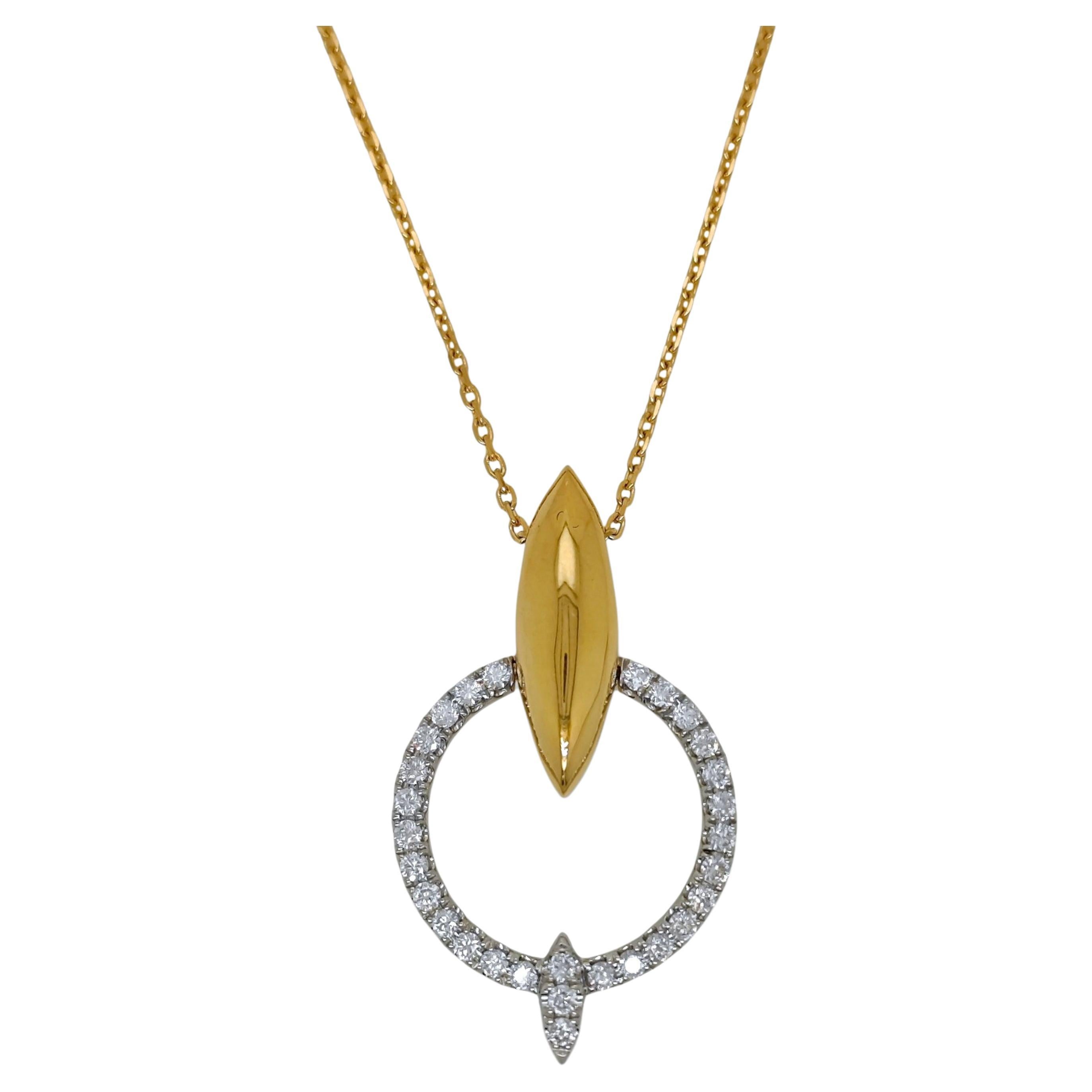 Collier en or jaune et blanc avec diamants ronds de 0,54 carat