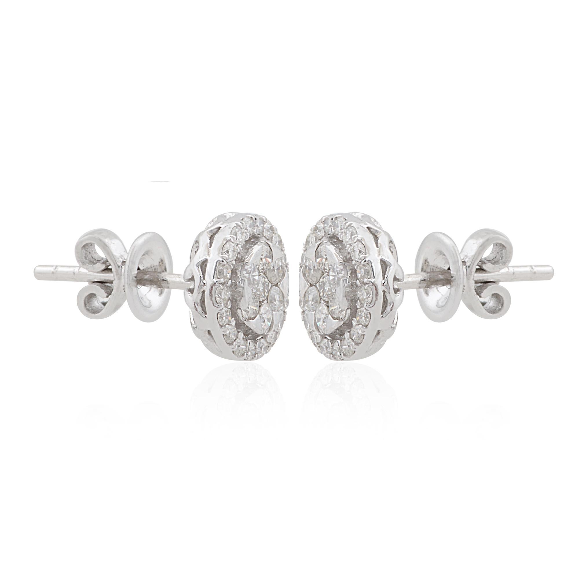 Women's 0.54 Carat SI Clarity HI Color Diamond Stud Earrings 10 Karat White Gold Jewelry For Sale
