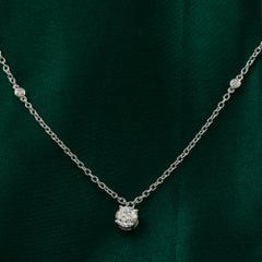 0.54 Carat SI/H Solitaire Diamond Charm Pendant Necklace 18 Karat White Gold