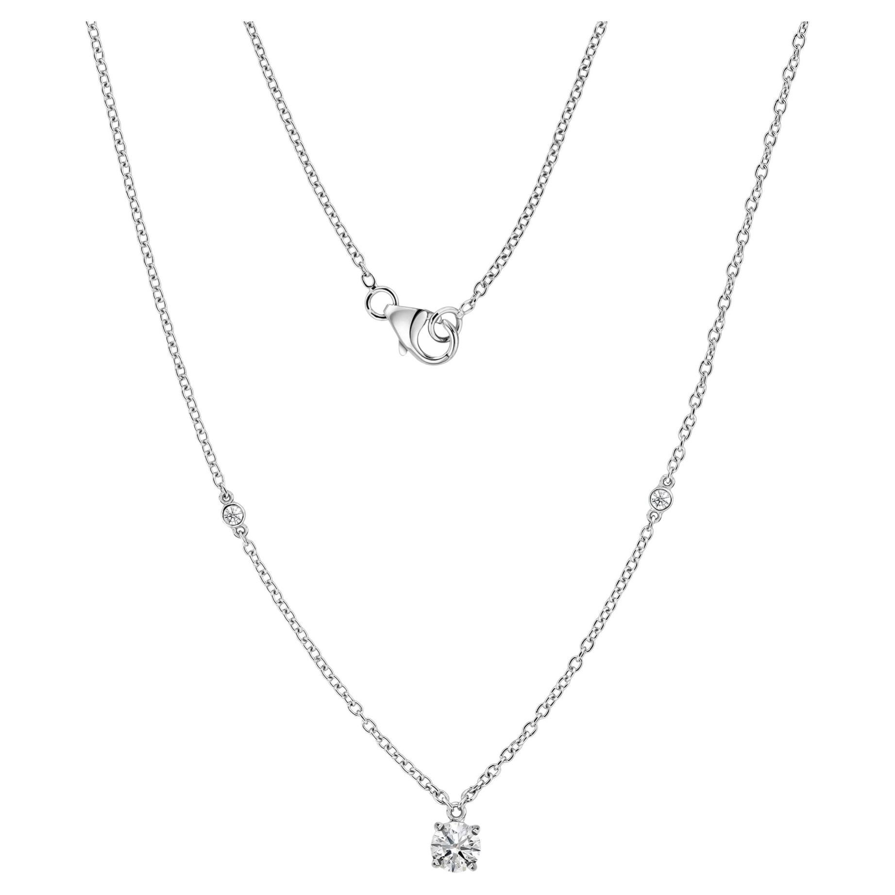 0.54 Carat SI/H Solitaire Diamond Charm Pendant Necklace 18 Karat White Gold