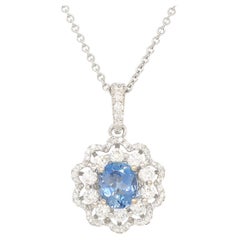 0.54 Carats Aquamarine and Diamond Pendant Necklace in 18K White Gold