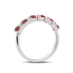 0.54 Carats Rubies Diamonds set in 14K White Gold Stachable Ring