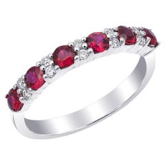 0.54 Carats Rubies Diamonds set in 14K White Gold Stachable Ring