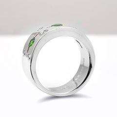 Natural Green Demantoid Garnet Stones 0.54 cts in 14K White Gold Ring w Diamonds