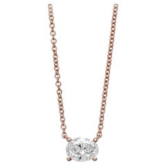 Ciondolo solitario con diamante naturale ovale da 0,54 carati in oro rosa 14k