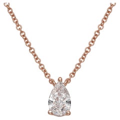 0.54 ct Pear Shape Natural Diamond in 14k Rose Gold Solitaire Pendant