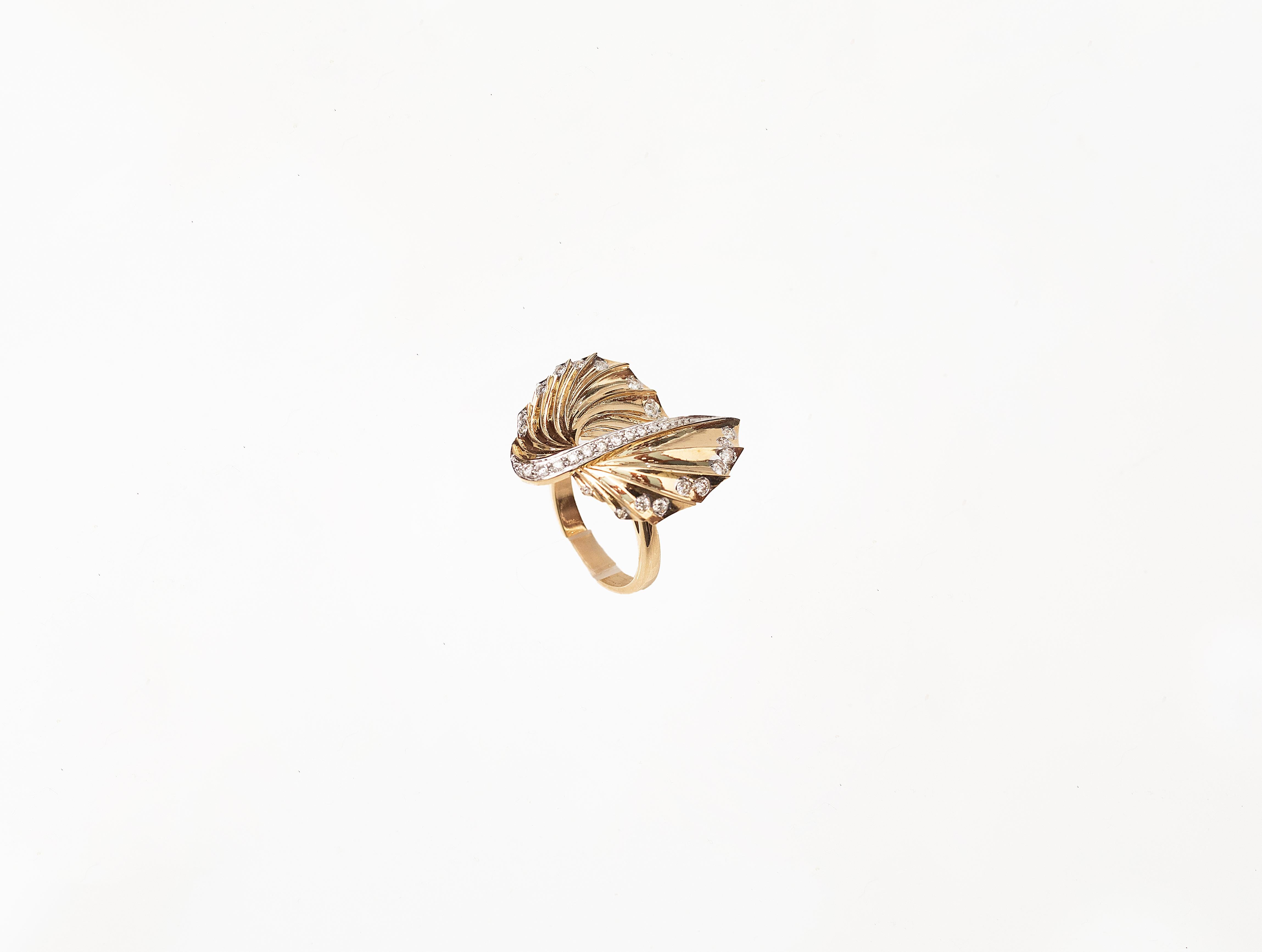 Modern 0.54 Cts Diamond Cocktail Ring in 18K Yellow Gold For Sale