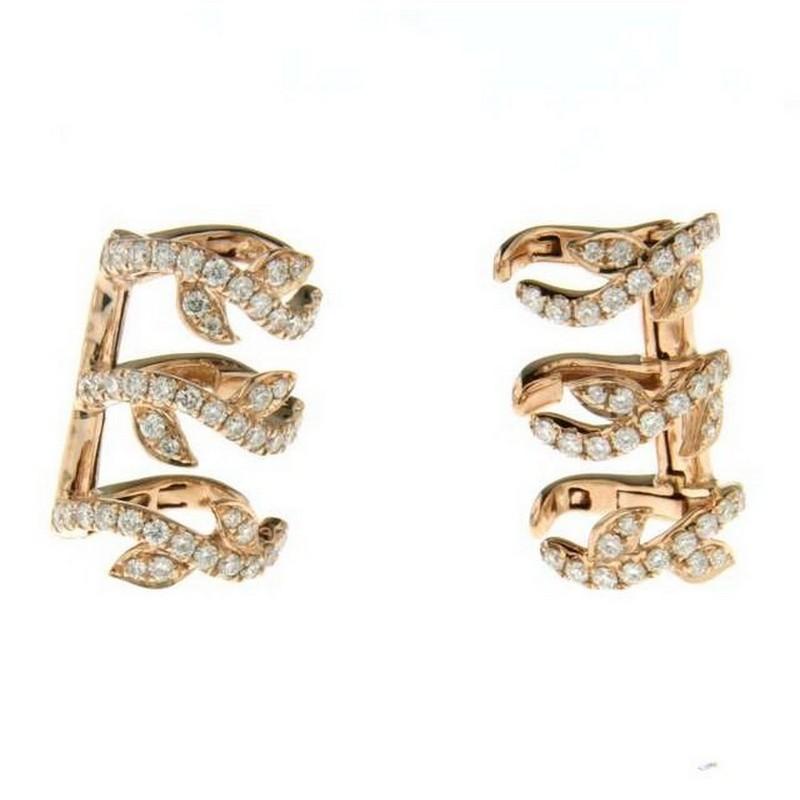 Modern 0.54 ctw Diamond Earring in 18K Rose Gold For Sale