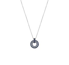 0.54 White GSI Diamonds 1.78 Blue Sapphires 18 Karat White Gold Circle Necklace