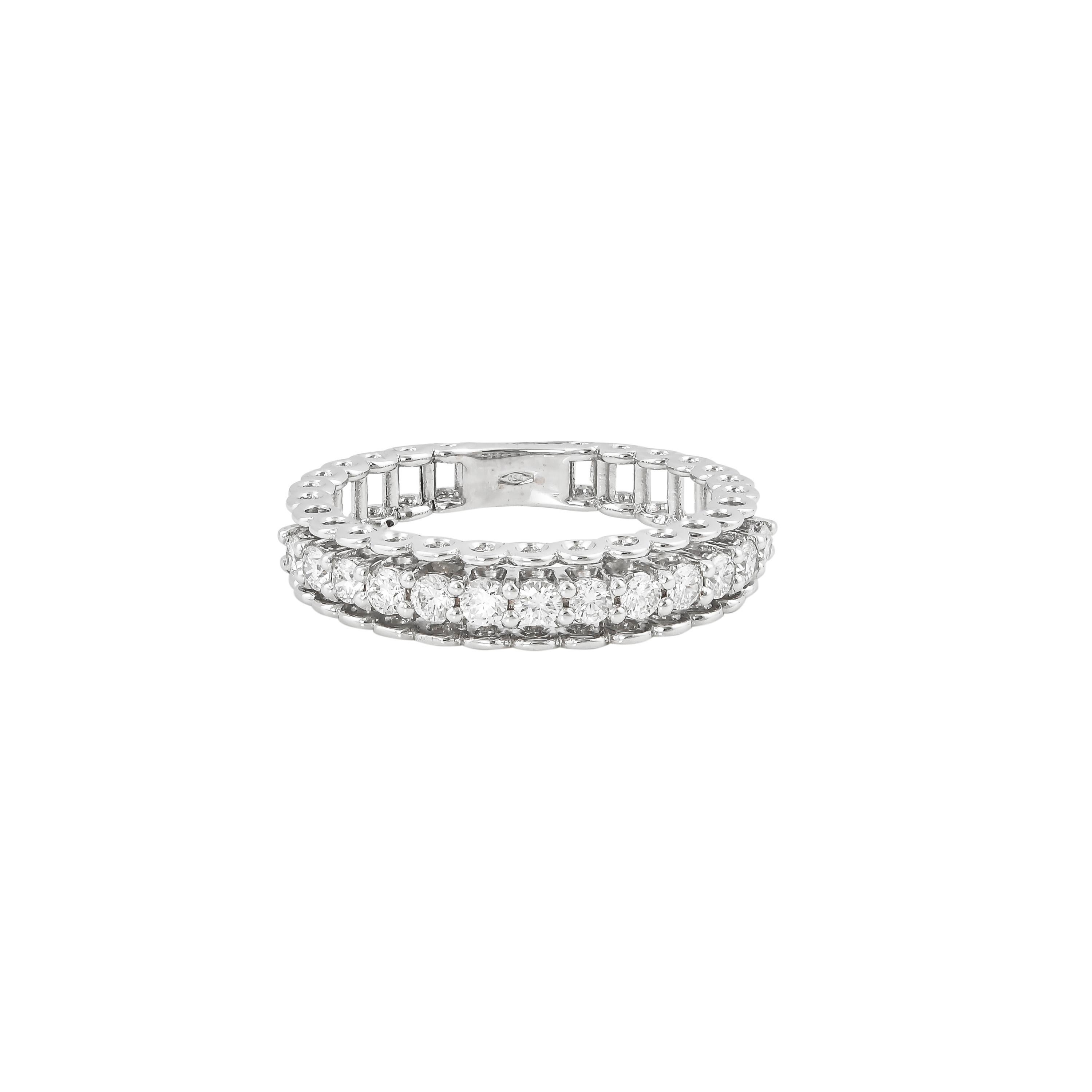 Round Cut 0.541 Carat GVS Diamond Band Ring in 18 Karat White Gold For Sale