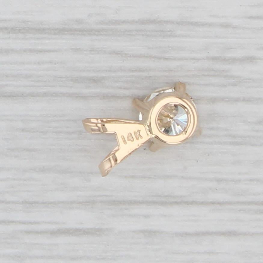 Round Cut 0.54ct Diamond Pendant 14k Yellow Gold Round Solitaire Drop For Sale