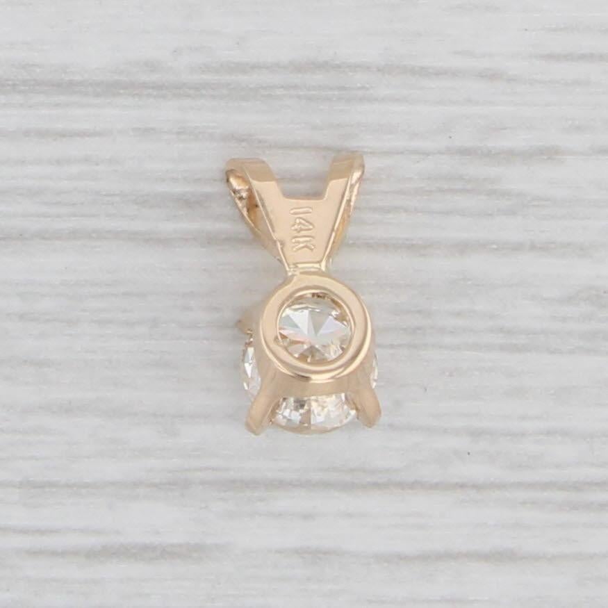 0.54ct Diamond Pendant 14k Yellow Gold Round Solitaire Drop In Good Condition For Sale In McLeansville, NC