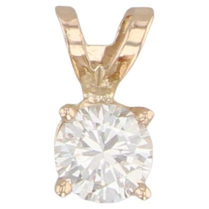 0.54ct Diamond Pendant 14k Yellow Gold Round Solitaire Drop For Sale