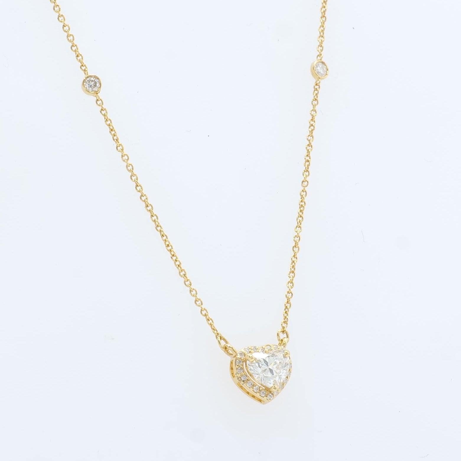 Collier en or massif 14k avec chaîne en diamant naturel de 0,54ct taillé en cœur (certifié) Neuf - En vente à New Delhi, DL