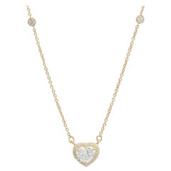 Collier en or massif 14k avec chaîne en diamant naturel de 0,54ct taillé en cœur (certifié)