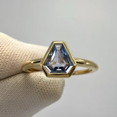 0.54ct Light Blue Ceylon Sapphire Shield Cut 18k Yellow Gold Solitaire Ring