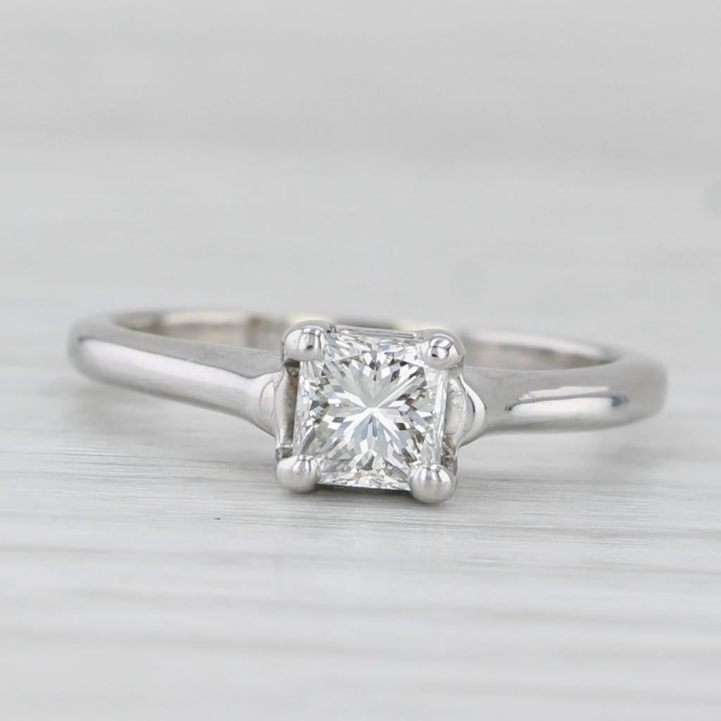 0,54ct Prinzessin Diamant Solitär Verlobungsring 14k Weißgold Größe 4,75 im Zustand „Gut“ in McLeansville, NC