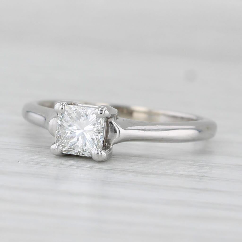 Anello di fidanzamento solitario con diamante Princess da 0,54 carati in oro bianco 14k, misura 4,75