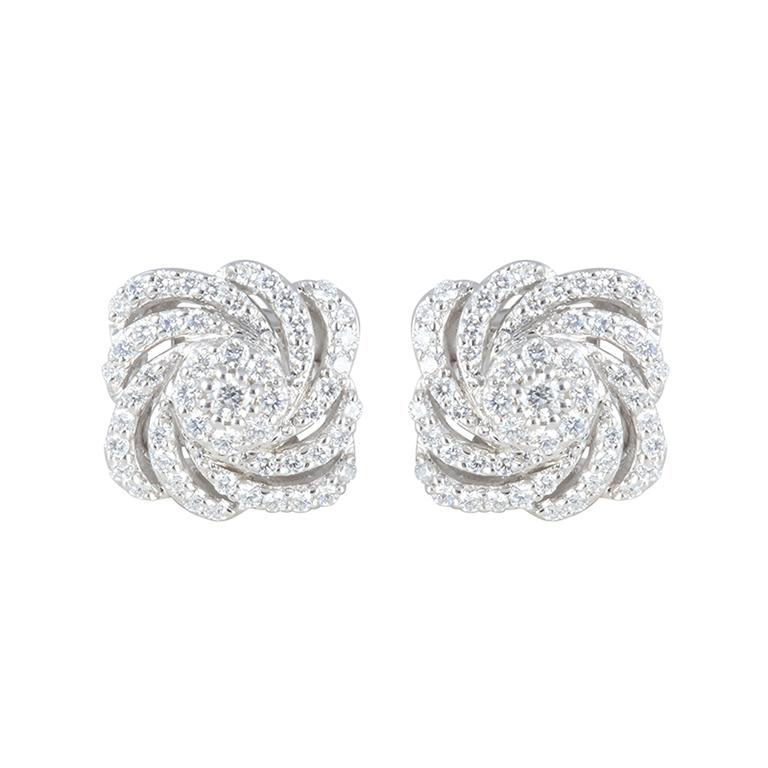 Modern 0.54ct White Diamond (D-Flawless) in 18K White Gold Earrings For Sale