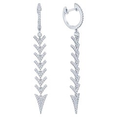 0.54ctw Diamond Arrow Diamond Dangle Earrings, 14k White Gold