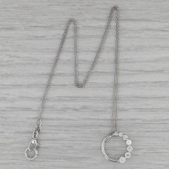0.54ctw Diamond Circle Pendant Necklace 18k White Gold Curb Chain