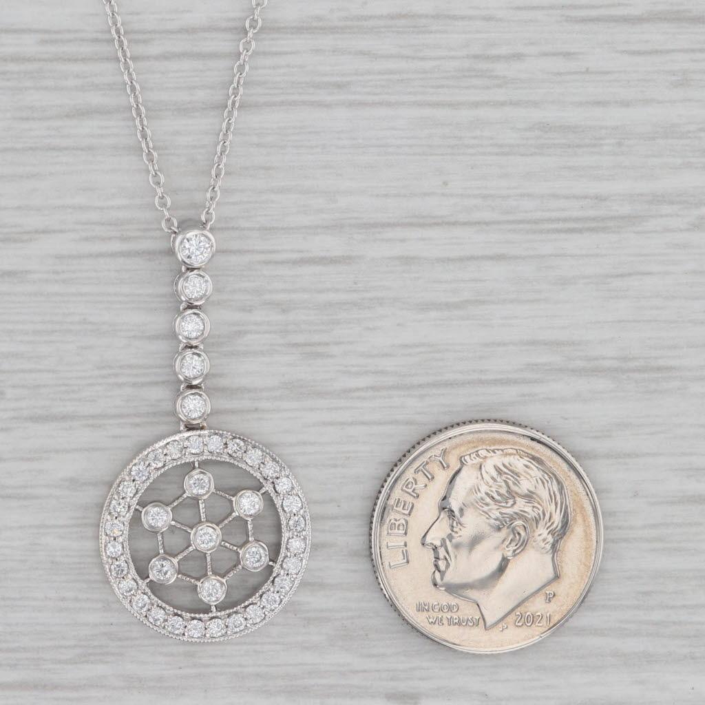 0.54ctw Diamond Eternity Circle Pendant Necklace 14k Gold 18.5