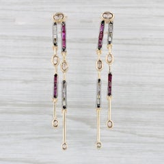 0.54ctw Diamond Ruby Dangle Earrings 14k Yellow & Oxidized Gold