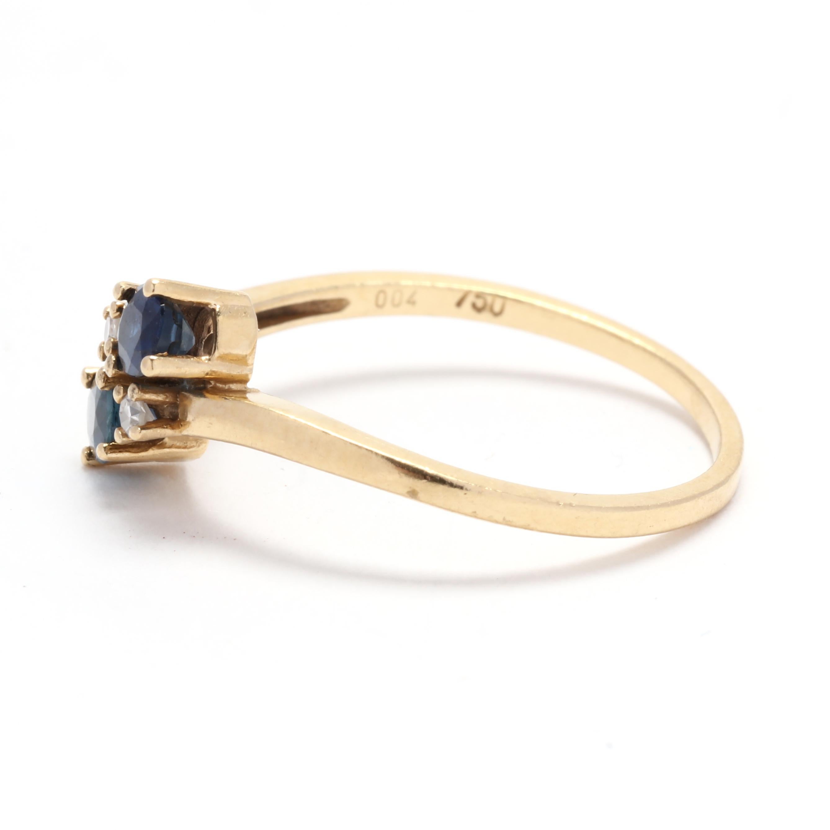 0.54ctw Sapphire Diamond Toi et Moi Ring, 18K Yellow Gold, Ring Size 6.5, Simple In Good Condition For Sale In McLeansville, NC