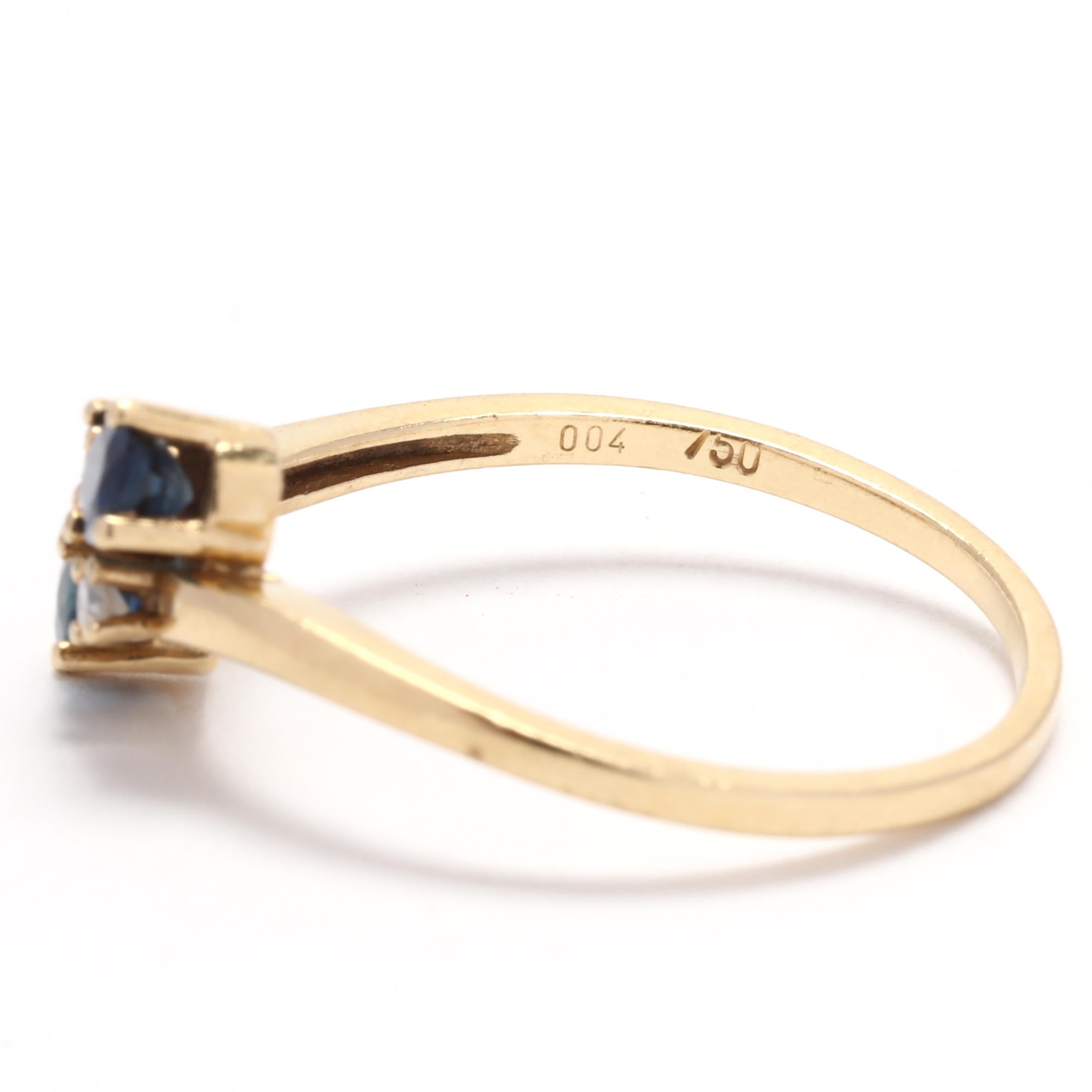 Women's or Men's 0.54ctw Sapphire Diamond Toi et Moi Ring, 18K Yellow Gold, Ring Size 6.5, Simple For Sale