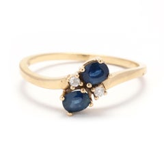 0.54ctw Sapphire Diamond Toi et Moi Ring, 18K Yellow Gold, Ring Size 6.5, Simple