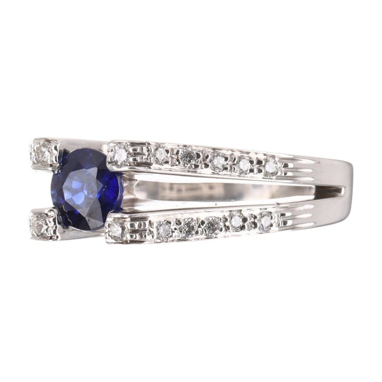 0.54tcw 18K Anillo Natural de Tanzanita Azul Púrpura y Diamante