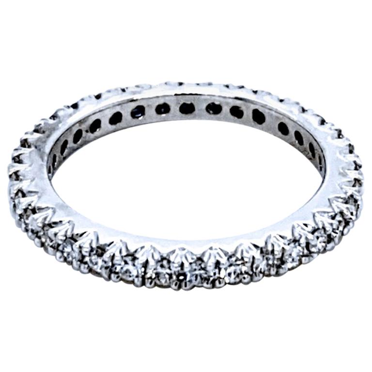 0.55 Carat 18 Karat French Pave Set Diamond Eternity Ring For Sale