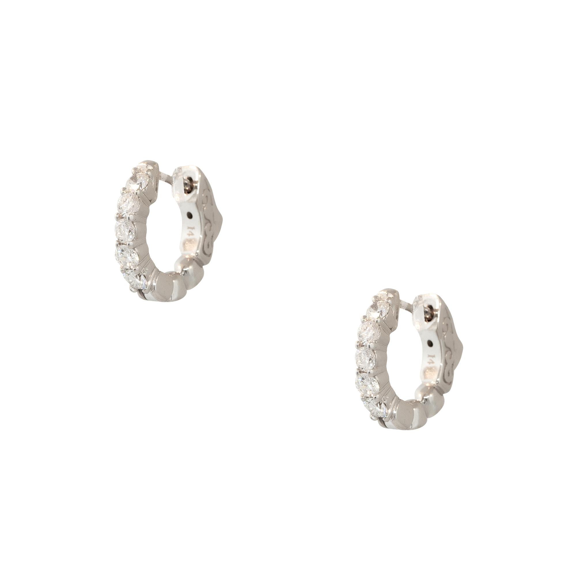 Modern 0.55 Carat 5 Diamond Tiny Huggie Hoop Earrings 14 Karat in Stock