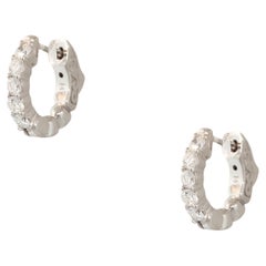 0.55 Carat 5 Diamond Tiny Huggie Hoop Earrings 14 Karat in Stock