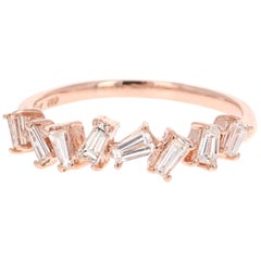 0.55 Carat Baguette Cut Diamond Band 14 Karat Rose Gold