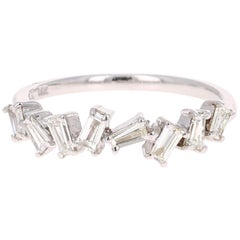 0.55 Carat Baguette Cut Diamond Band 14 Karat White Gold