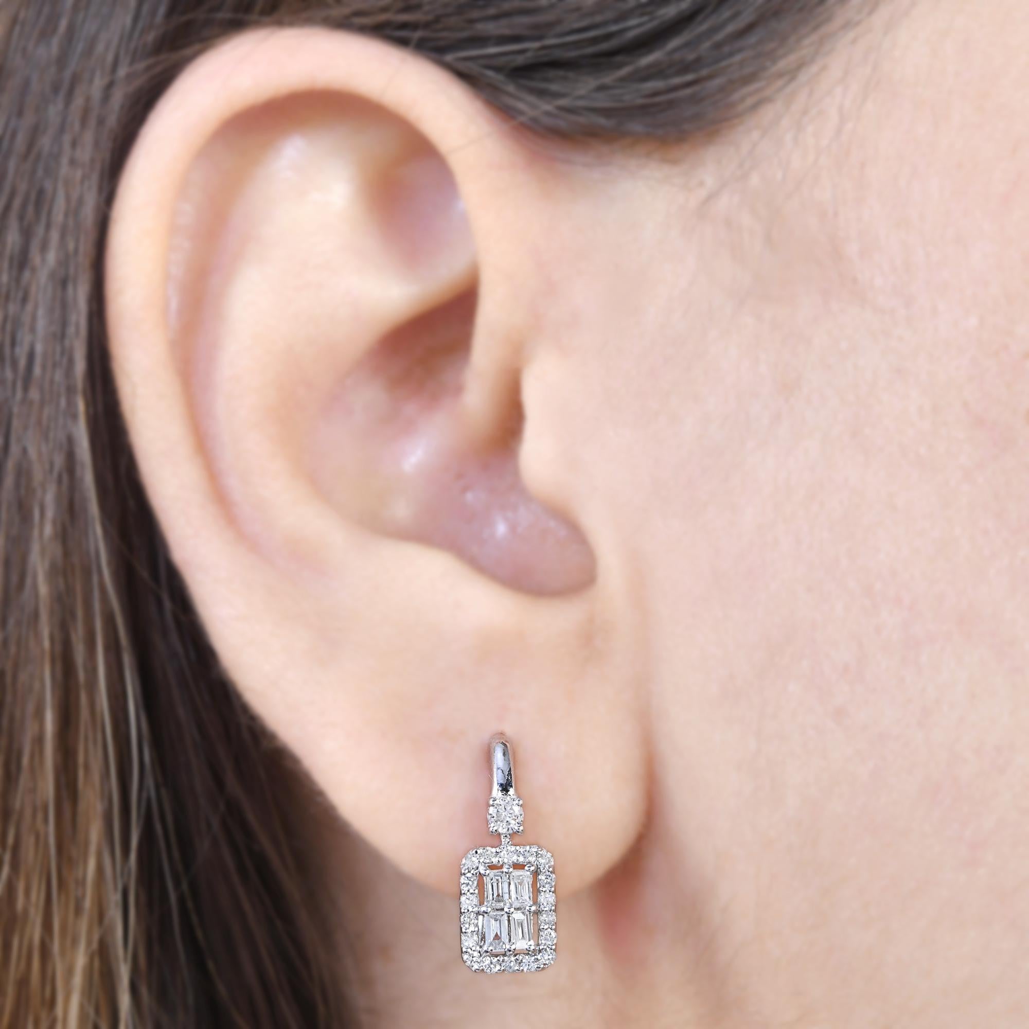 0,55 Karat Baguette Diamant Ohrstecker massiv 10k Weißgold Handmade Schmuck (Moderne) im Angebot